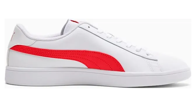 Puma Smash v2 leren Grijs/Rood/Wit (365215-09)