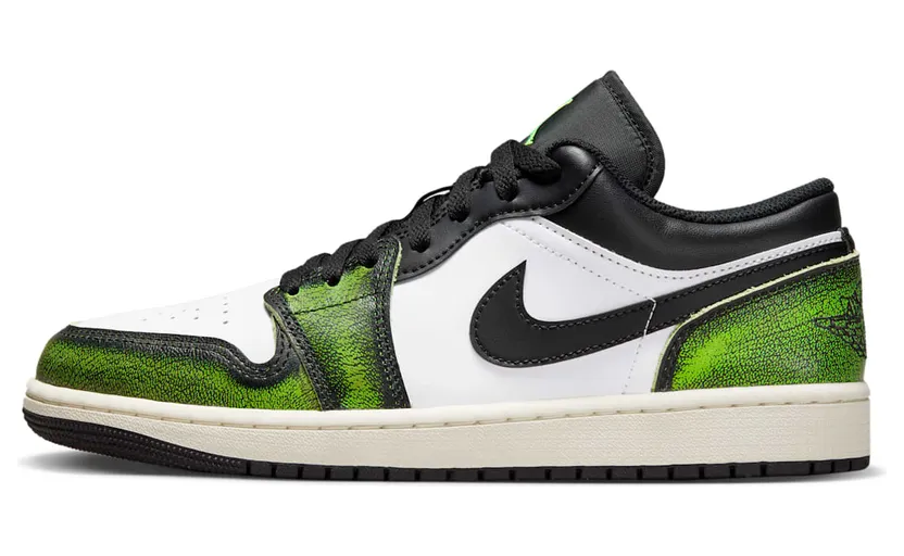 Air Jordan 1 Low SE Wear Away – “Black / White / Sail / Electric Green” (DN3705-003)