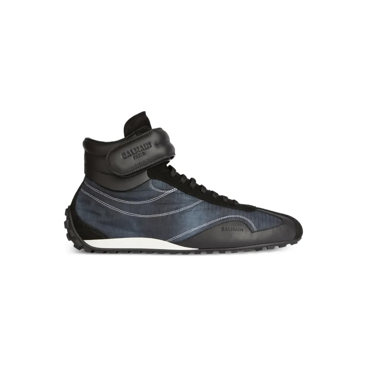 Balmain Racing Mid-Top aus Nylon und Leder “White” (HM1VG424TYVC)