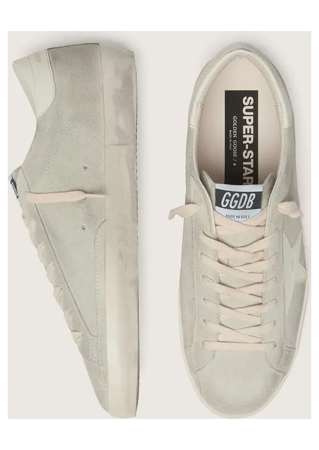 Golden Goose Women’S Super-Star In Light Gray Suede With White Leather Star (GWF00101.F008924.60727) (3)