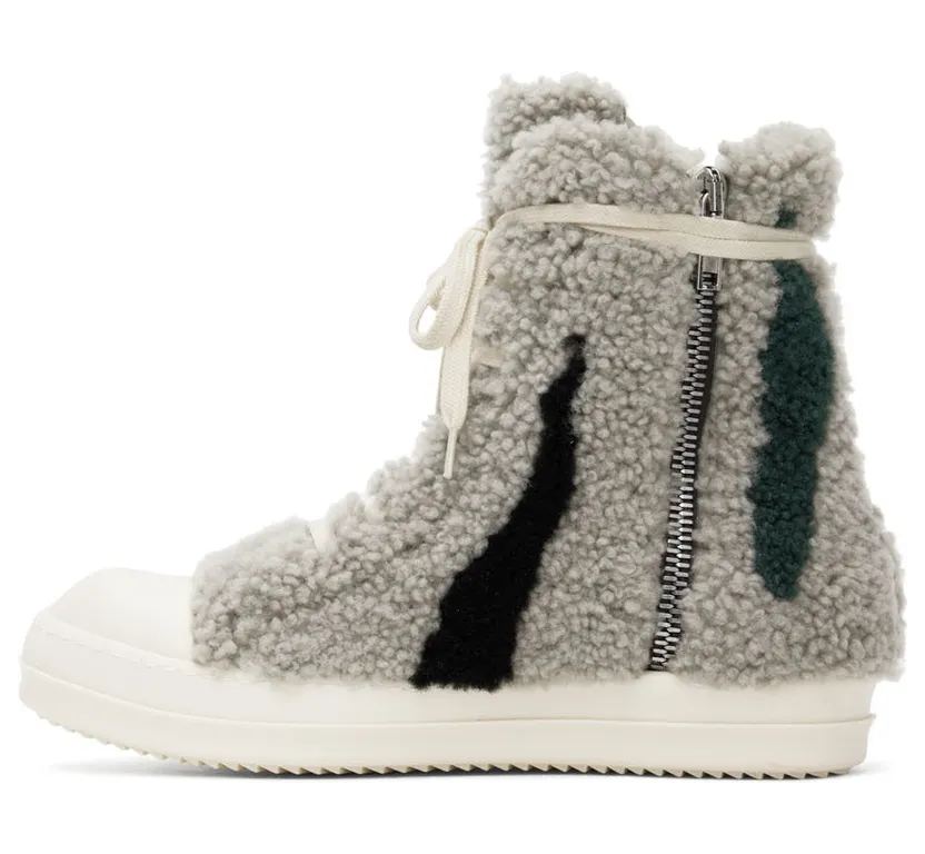 Rick Owens Gray Strobe Shearling Sneakers (RU02B2890 LSHPZE) (3)