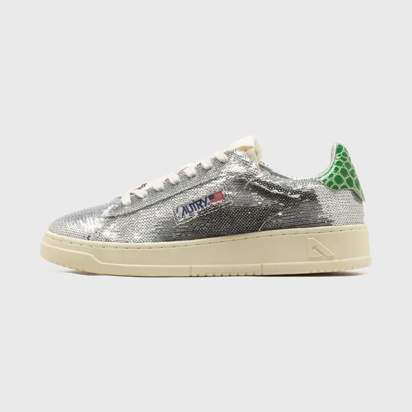 Autry Dallas Low Sparkling Silver Green Sequins