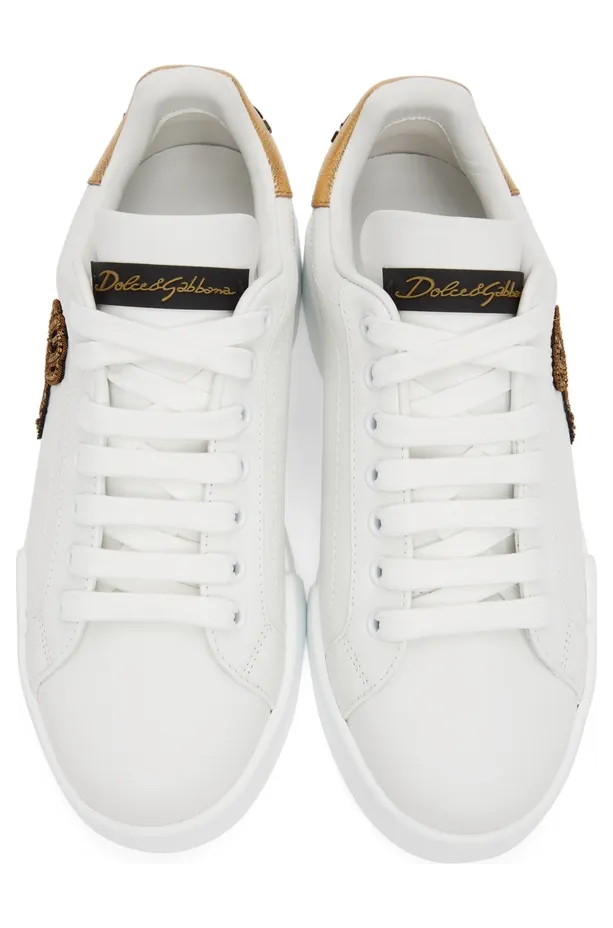 Dolce & Gabbana White Logo Patch Portofino Sneakers (CS1761 AH136) (5)