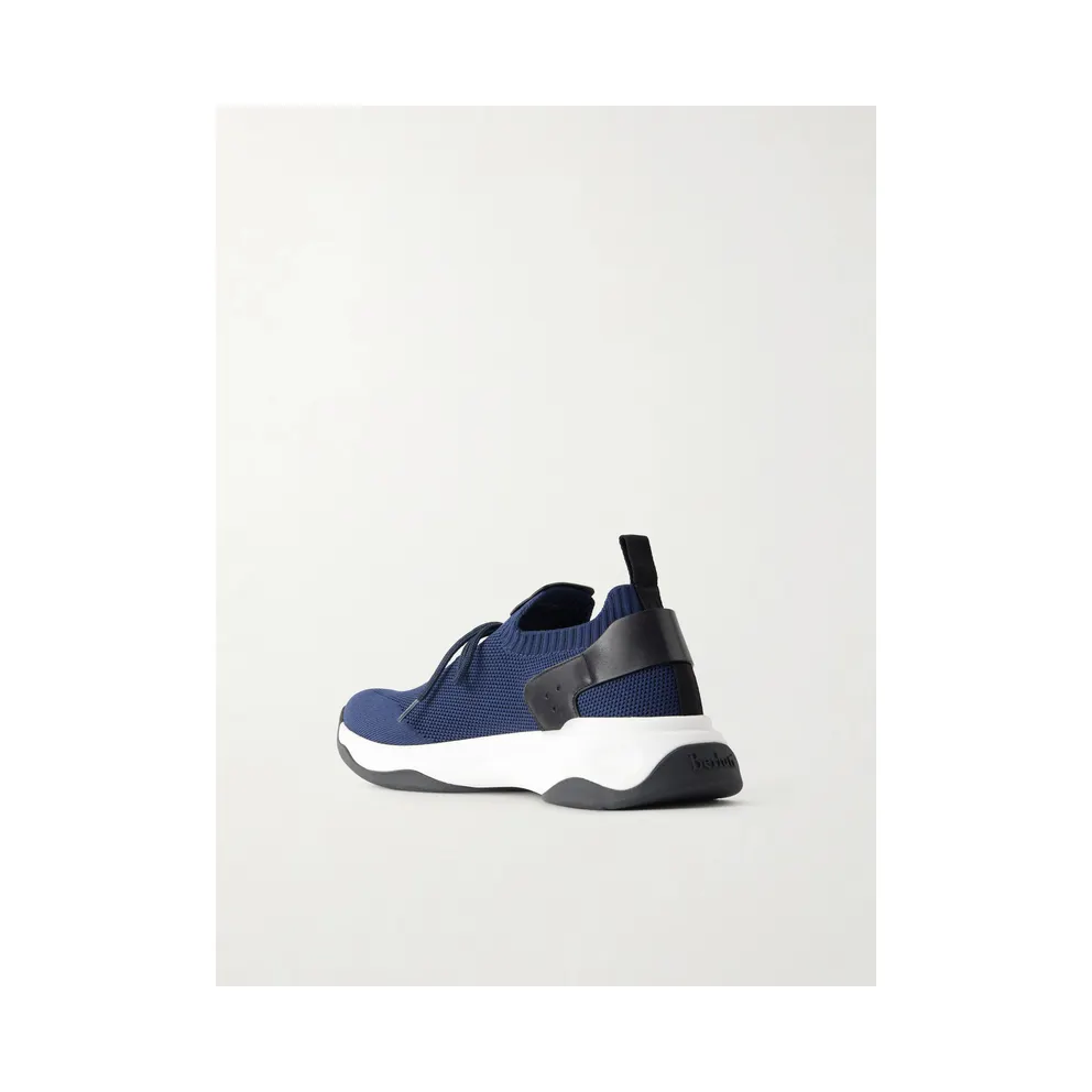 Berluti Shadow Logo-Embroidered Leather-Trimmed Stretch-Knit Navy (S6610-010)