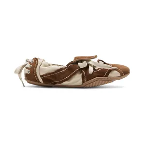 Acne Studios Lace-Up Suede Shoes Off White Brown (AC-WN-SHOE000078)