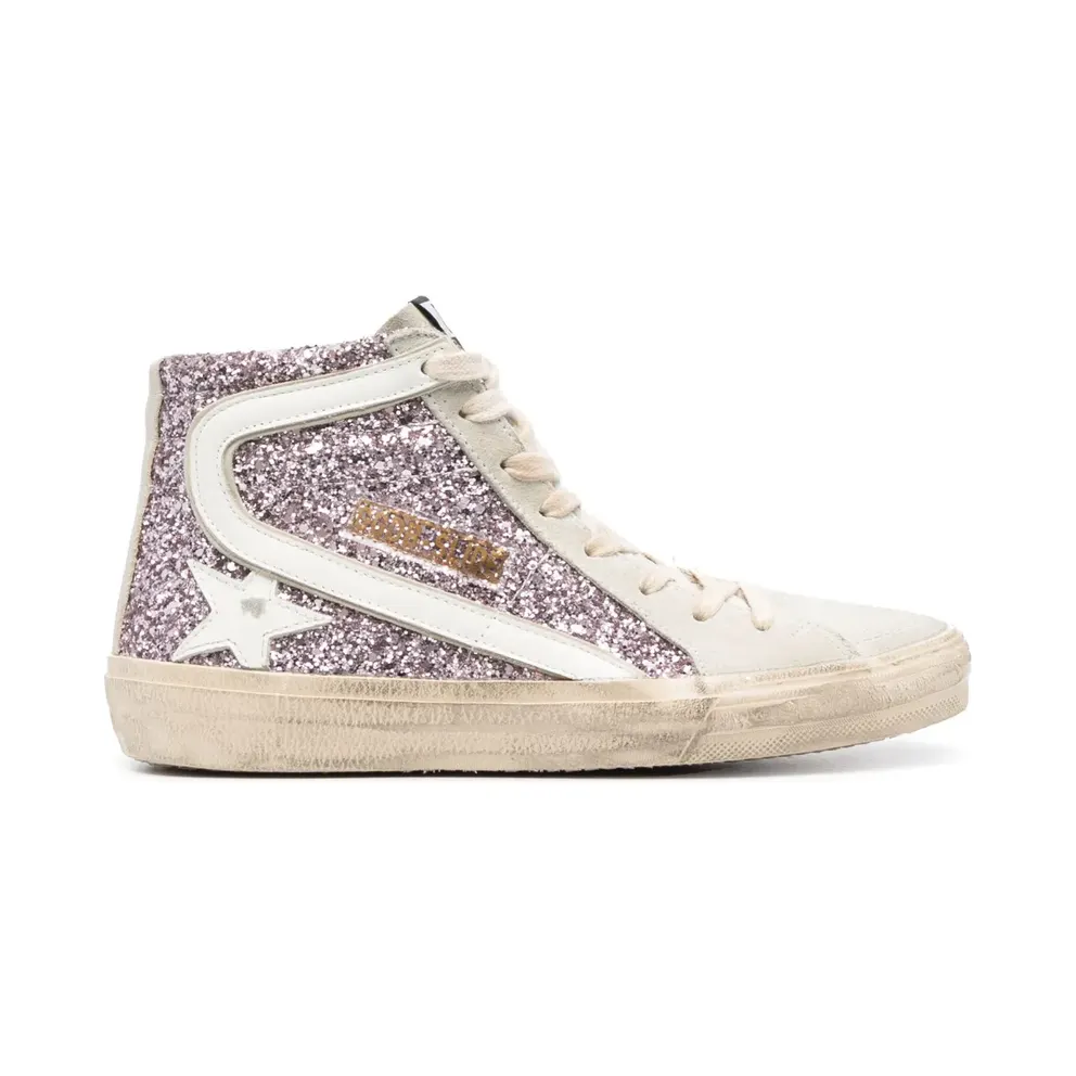 Golden Goose Slide glitter-detail sneakers – Rosa (GWF00115F004526)