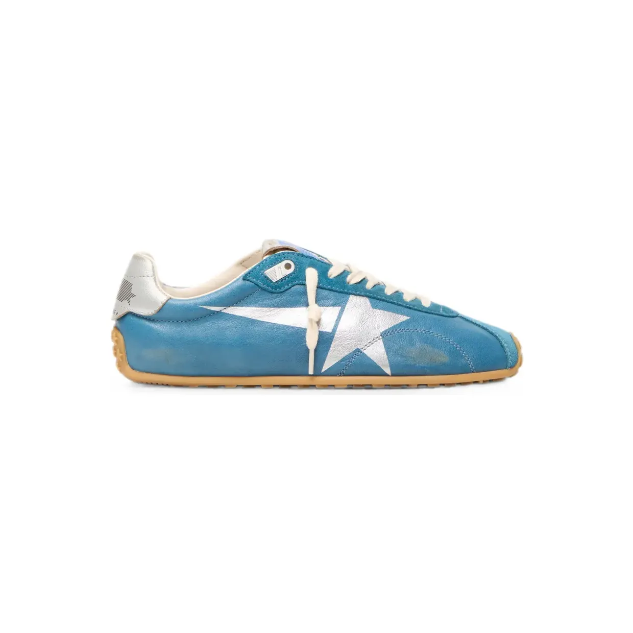 Golden Goose Marathon Speed aus blauem Nappa mit bedrucktem Stern und silbernem Lederabsatz (GWF00892F007833)