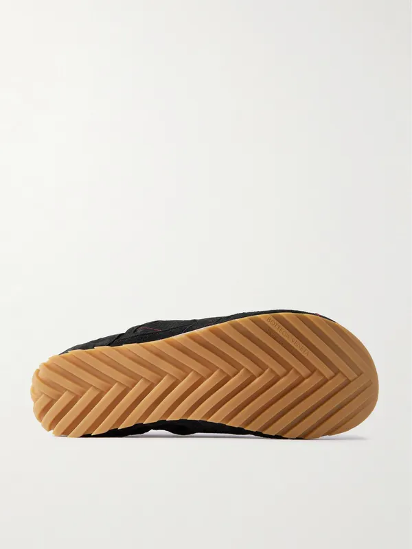Bottega Veneta Orbit Flash Ripstop-Trimmed Suede Sneakers Black (855200V65D1) (3)