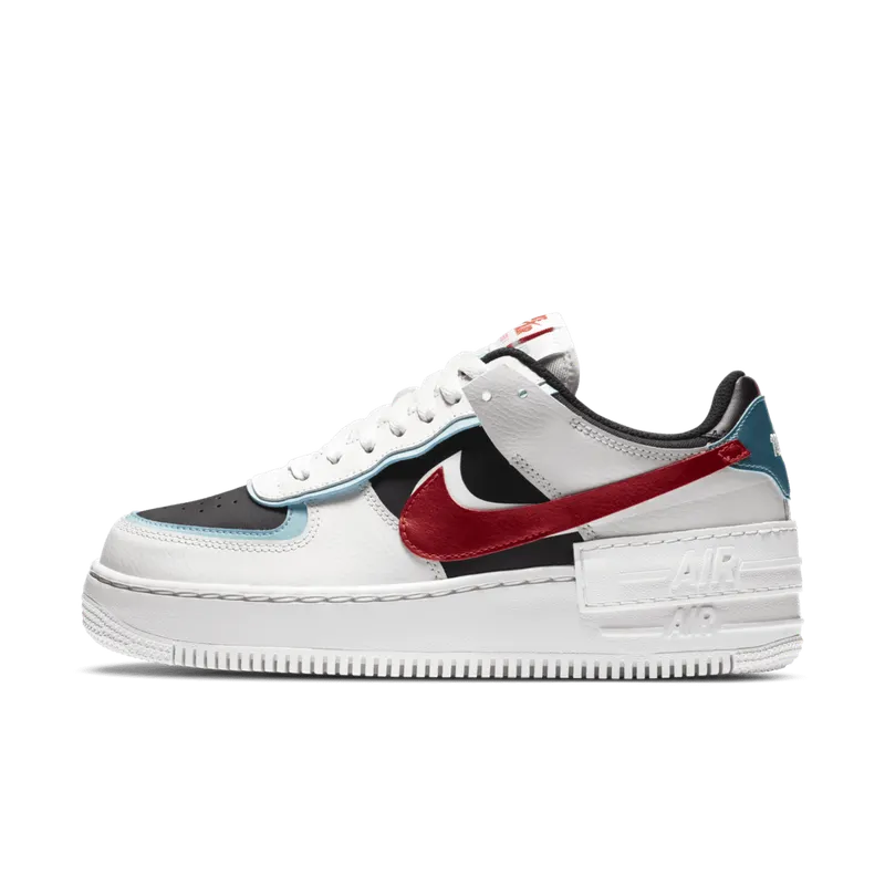 Nike Air Force 1 Shadow Bleached Aqua Chile Red (W) Summit White/Bleached Aqua-Black-Chile Red (DA4291-100)