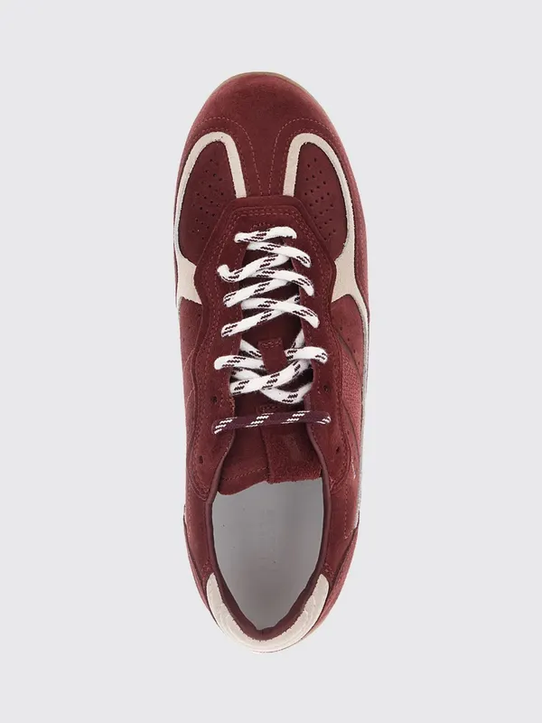 Alohas Two-Tone Leather and Suede with Printed Logo Burgundy (S10111411)