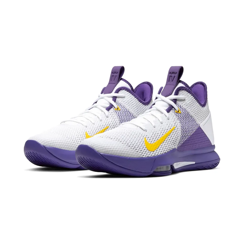 Nike LeBron Witness 4 White/Voltage Purple White/Voltage Purple-Pure Platinum-Metallic Gold (BV7427-100)