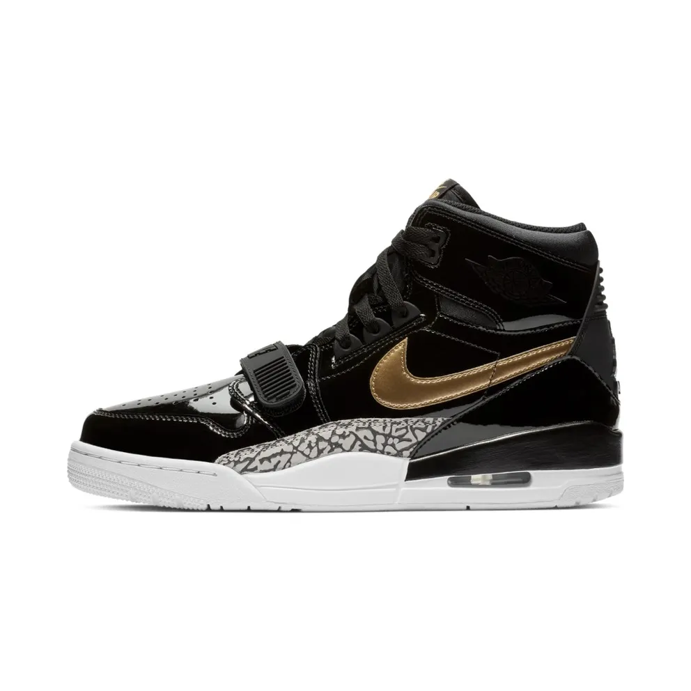 Jordan Legacy 312 Black Gold Patent Black/Metallic Gold-White (AV3922-007)