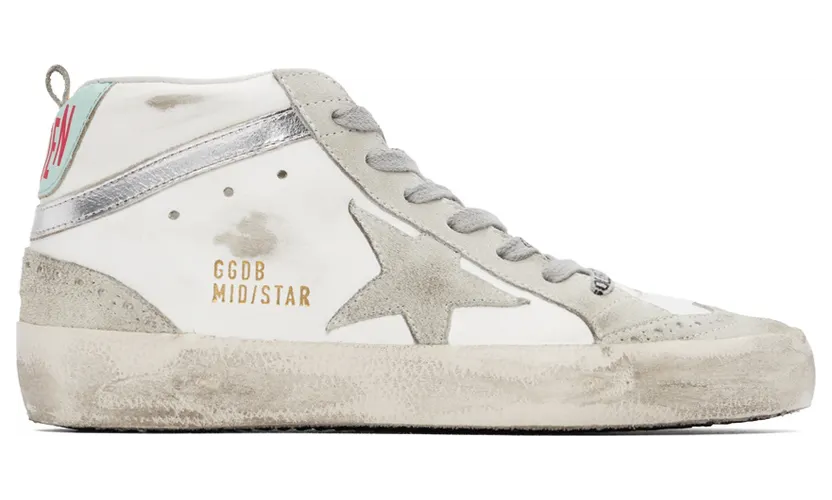Golden Goose White & Grey Mid Star Classic Sneakers (GWF00122.F001089.10491)