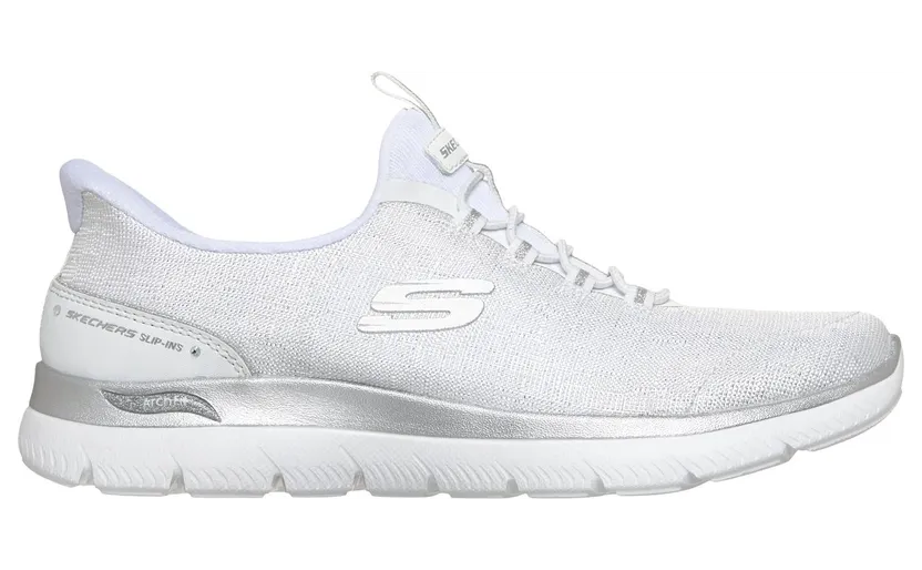Skechers Slip-ins: Arch Fit Summits – Diamond Grace Sneaker Wit/Zilver