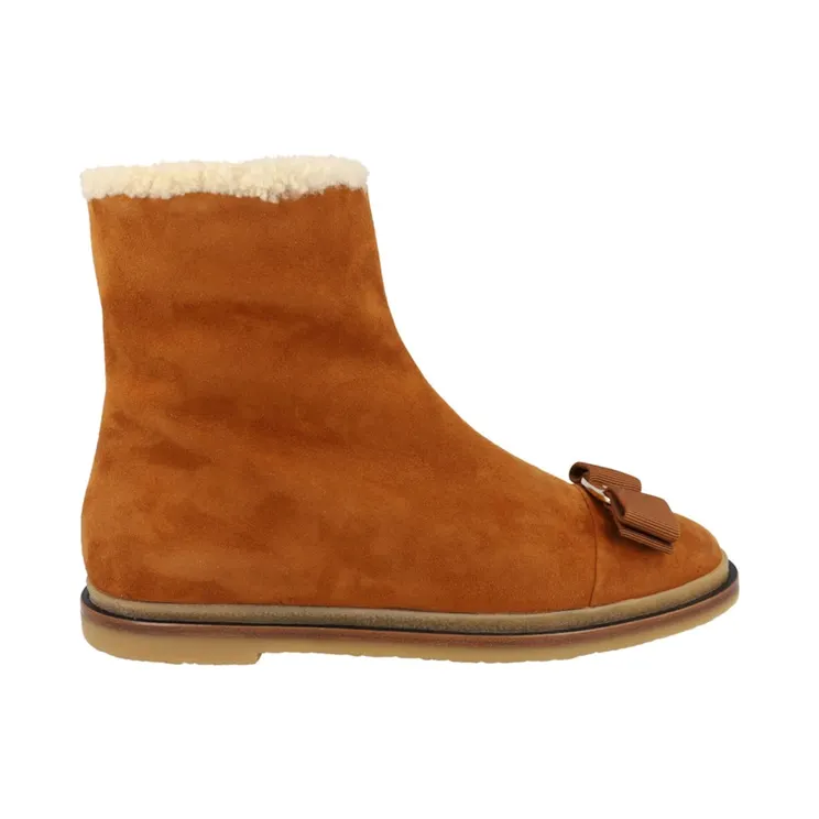 Ferragamo Lamo F Suede Ankle Booties Beige (01D984-756706-1C)