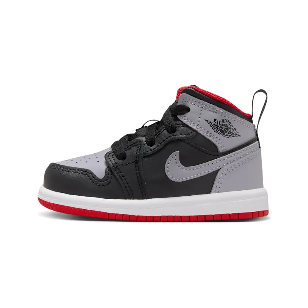 Jordan 1 Mid TD “Black/Cement Grey-fire Red-white” (DQ8425-006)