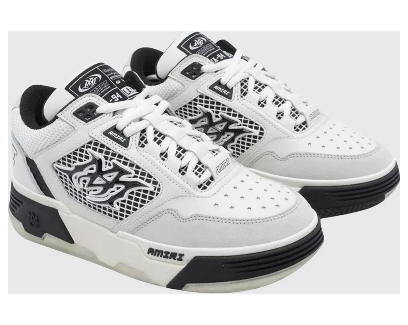 Amiri MA-94 Leather and Mesh Sneakers with Monogram and Suede Details White (AMSNSN1088WHITEBLACK)