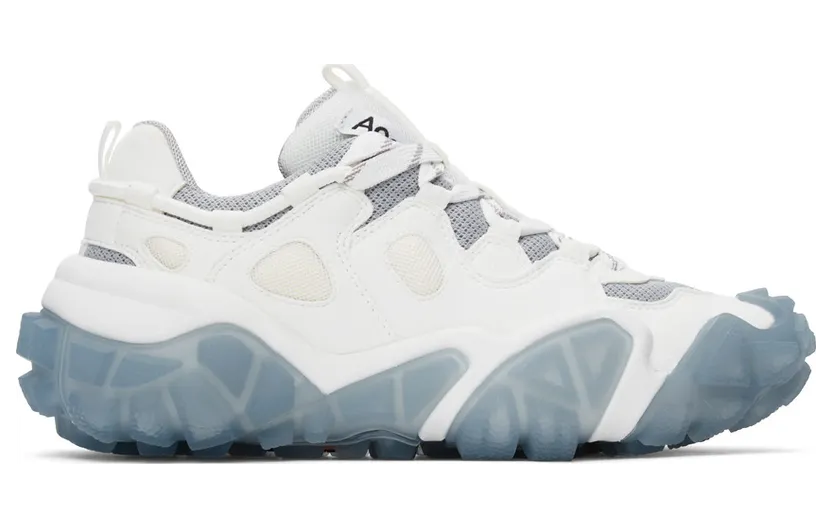 Acne Studios White and Blue Lace-Up Sneakers (AD0205-)