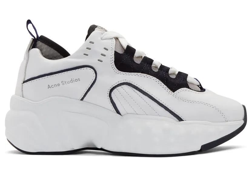 Acne Studios White and Navy Manhattan Sneakers (1EZ173)