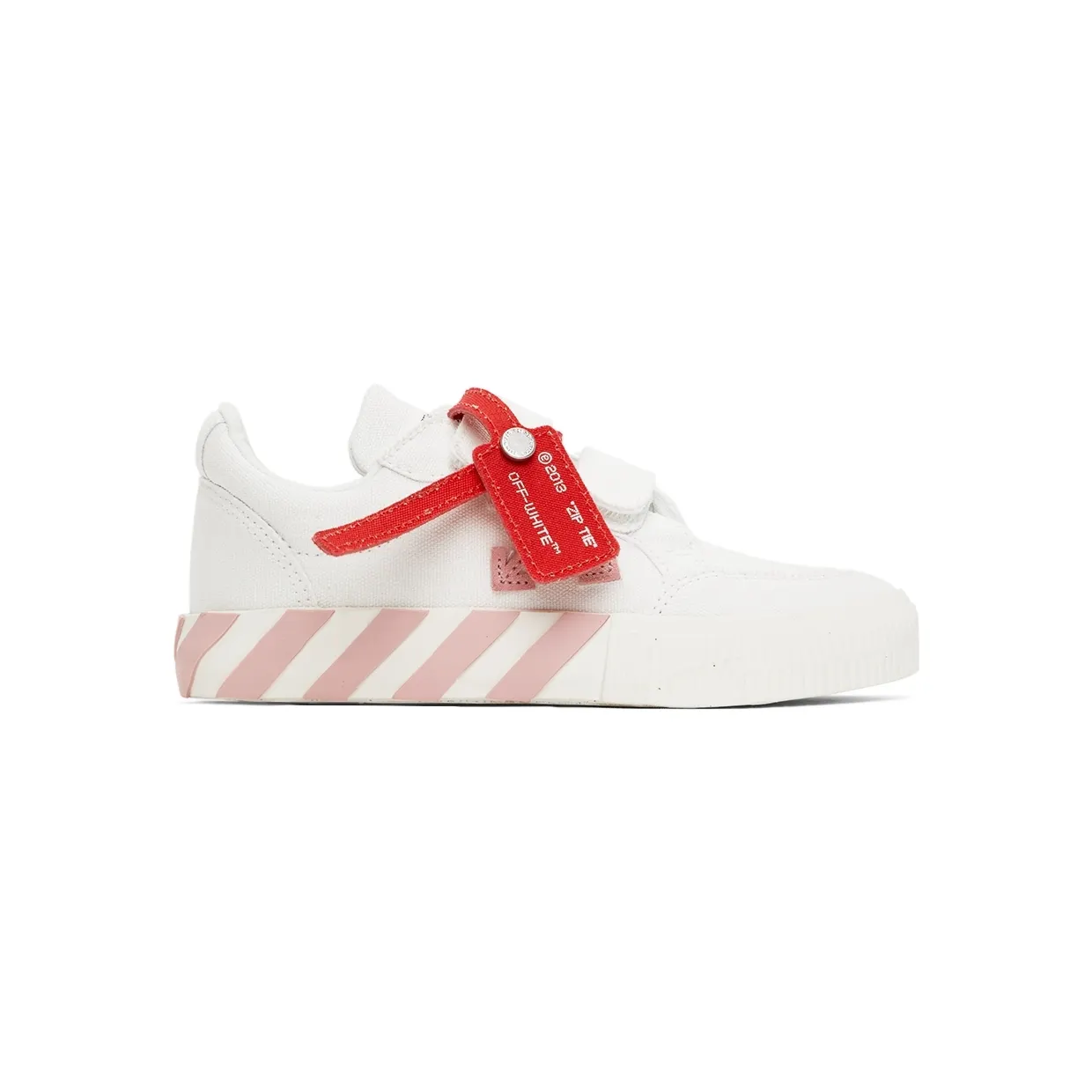 Off-White Kids White & Pink Canvas Vulcanized Low Strap Sneakers (OGIA003F21FAB0010130)
