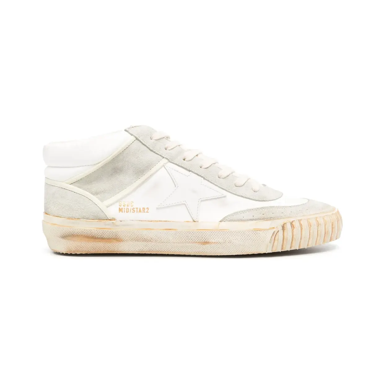 Golden Goose Mid Star leren “White” (GMF00408F003449)