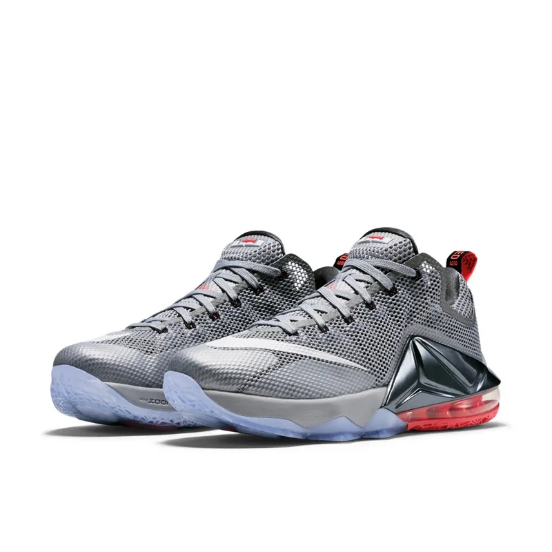 LeBron 12 Low Wolf Grey/White-Dark Grey-Hot Lava (724558-014)