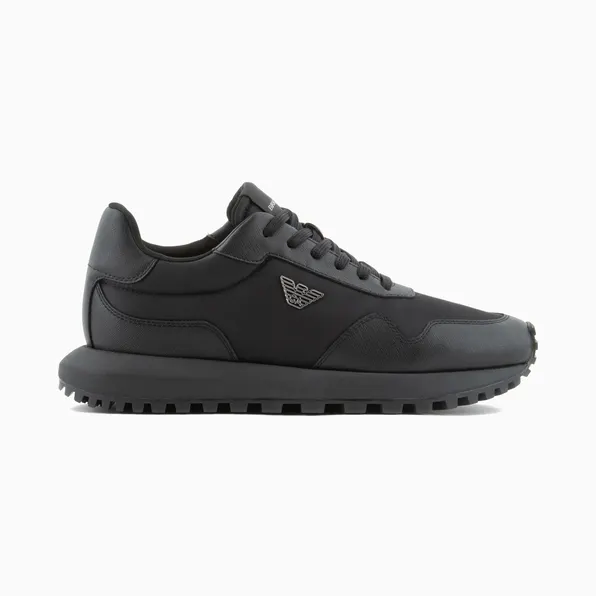 Armani Recycled Nylon Sneakers With Regenerated Saffiano Details (EM003738-AF19532-MC005)