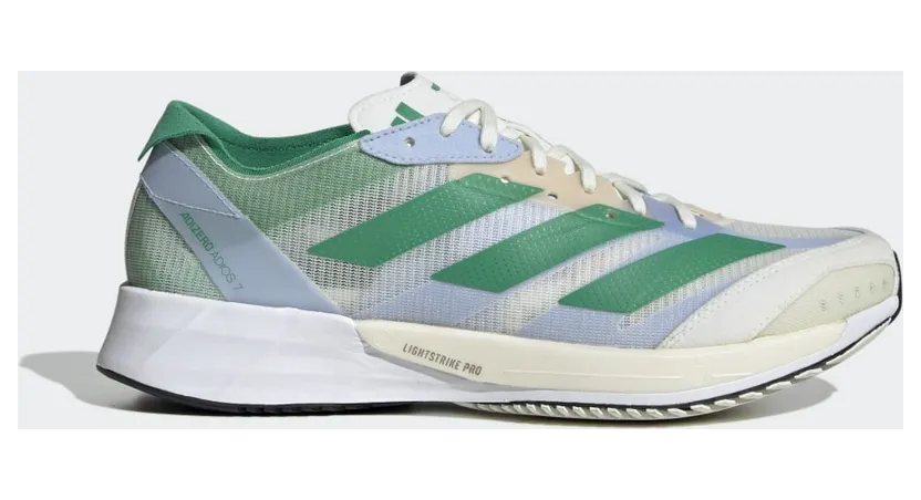 adidas Adizero Adios 7 Laufschuh White Tint / Court Green / Blue Dawn (HQ3692)