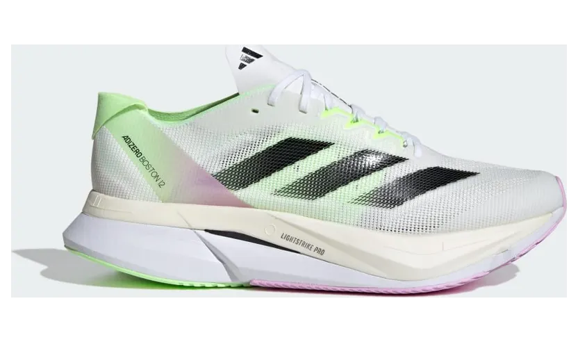 adidas Adizero Boston 12 Laufschuh Cloud White / Core Black / Green Spark (IG3321)