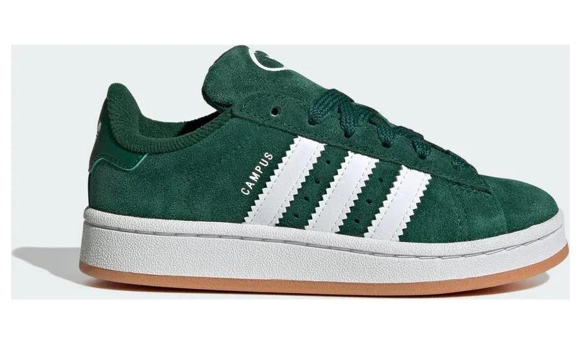 adidas Campus 00s Elastic Lace Shoes Kids Dark Green / Cloud White / Gum (JI4332)