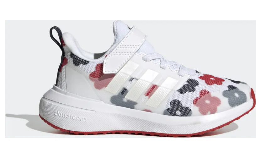 adidas Fortarun 2.0 Cloudfoam Sport Running Elastic Lace Top Strap Schuh Cloud White / Zero Metalic / Better Scarlet (GZ9754)