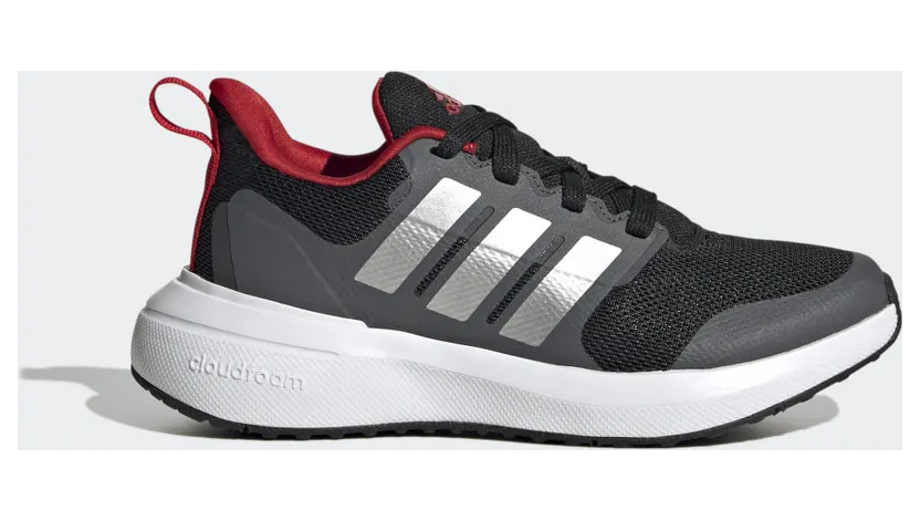 adidas FortaRun 2.0 Cloudfoam Sport Running Lace Schuh Core Black / Silver Metallic / Better Scarlet (HP5436)