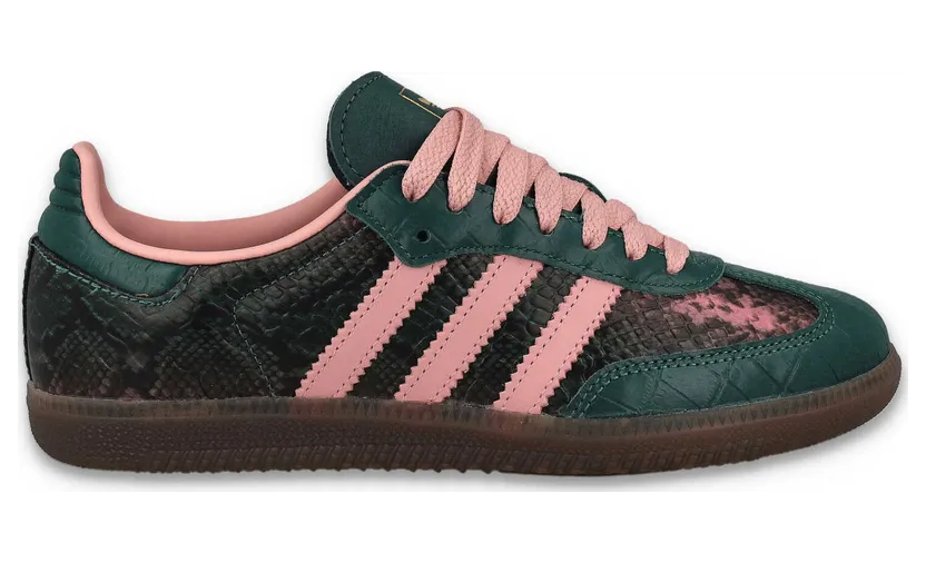 adidas Samba OG “Rich Green”: Schlangenprint in Grün und Rosa, heute für Damen
