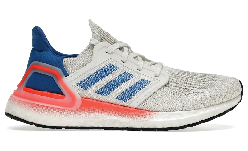 adidas Ultraboost 20 Schuh Crystal White / Glow Blue / Solar Red (EG0708)