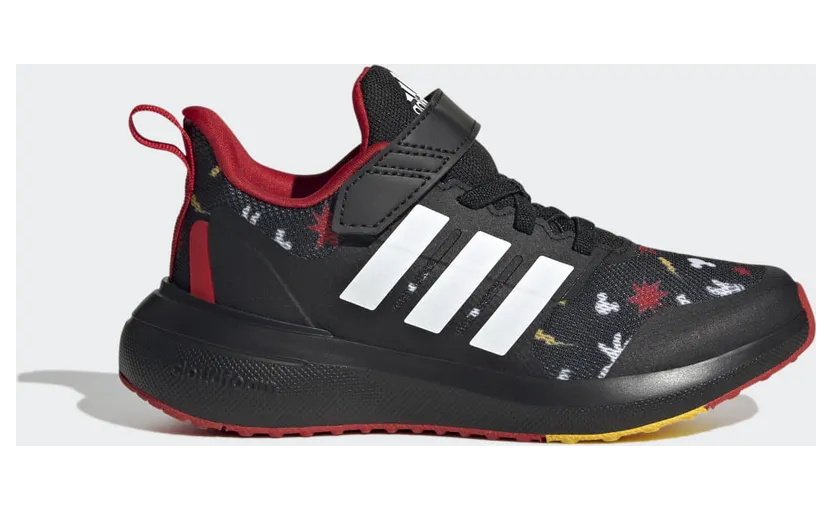 adidas x Disney FortaRun 2.0 Micky Cloudfoam Sport Running Elastic Lace Top Strap Schuh Core Black / Bold Gold / Better Scarlet (HP8997)