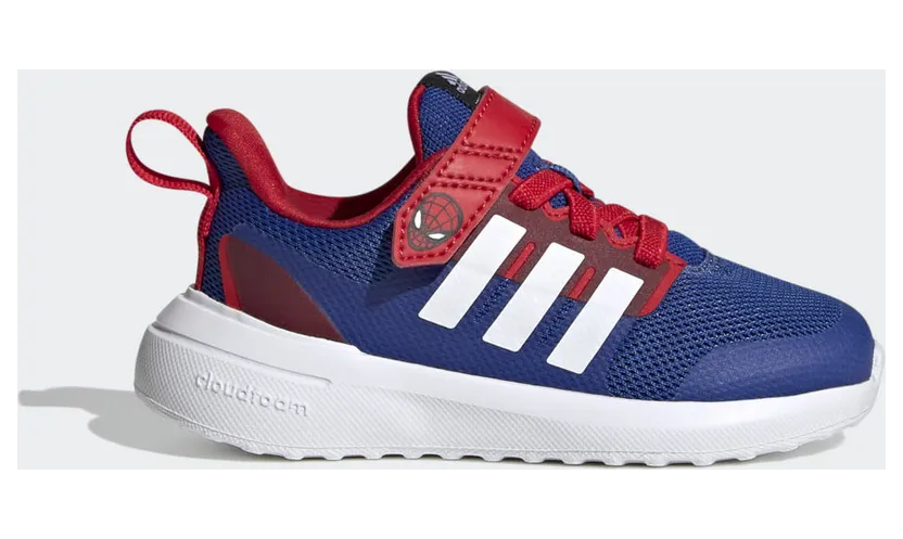 adidas x Marvel FortaRun 2.0 Spider-Man Cloudfoam Sport Running Elastic Lace Top Strap Schuh Royal Blue / Cloud White / Better Scarlet (HP9000)