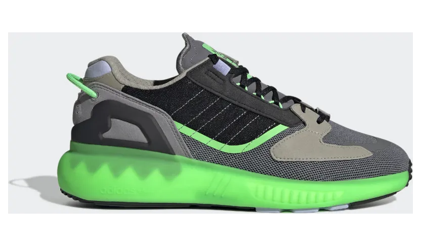 adidas ZX 5K BOOST Schuh Grey Three / Core Black / Screaming Green (GV7701)