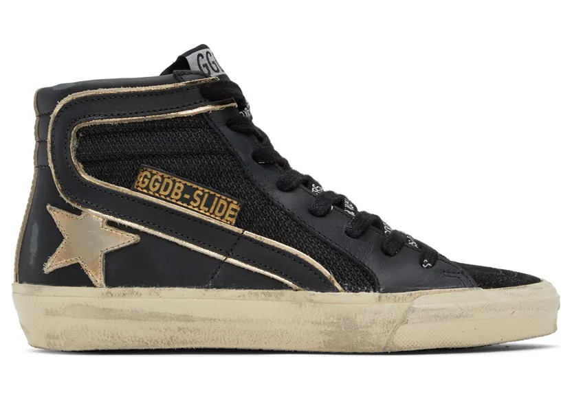 Golden Goose SSENSE Exclusive Black & Gold Slide Sneakers (F00116.F001886.90200)