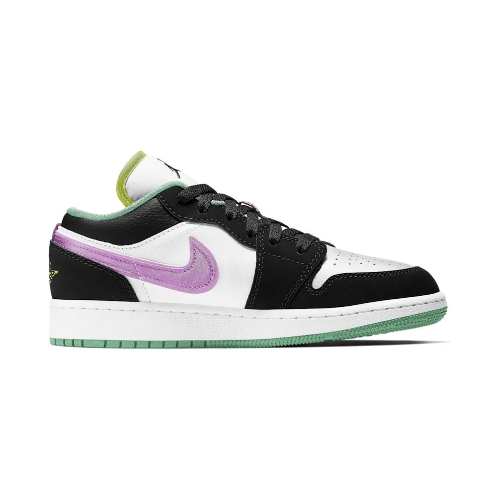 Jordan 1 Low Black White Purple (GS) (553560-151)