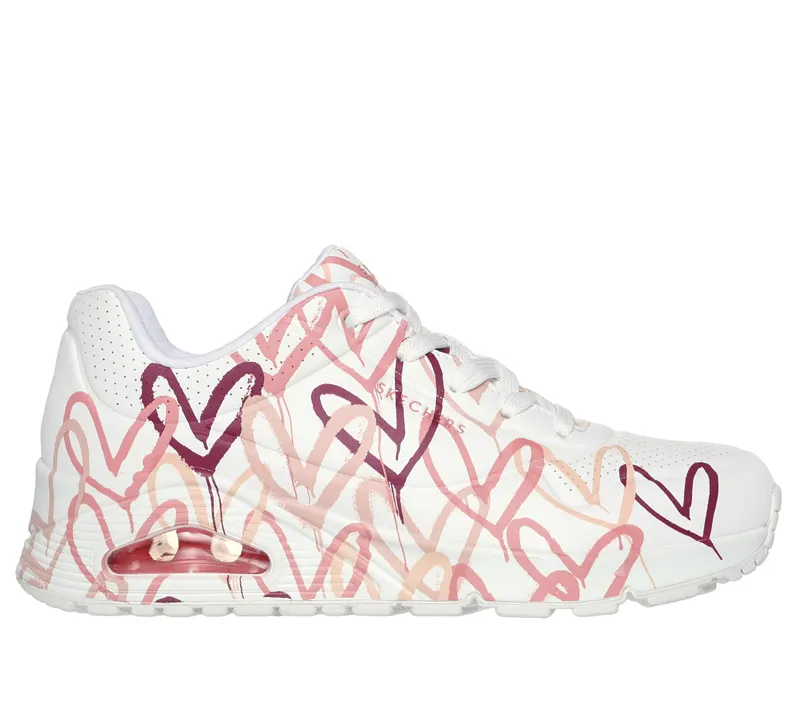 Skechers x JGoldcrown: Uno – Spread the Love – White / Coral (155507 WCRL)