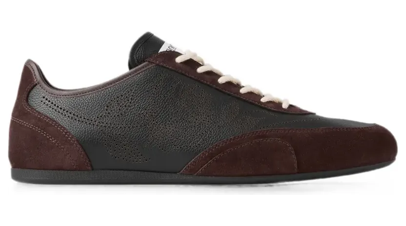 Jimmy Choo Sunny M black and chocolate leather-mix and perforated-leather low-top trainers – Schwarz (SUNNYMEVL014206)