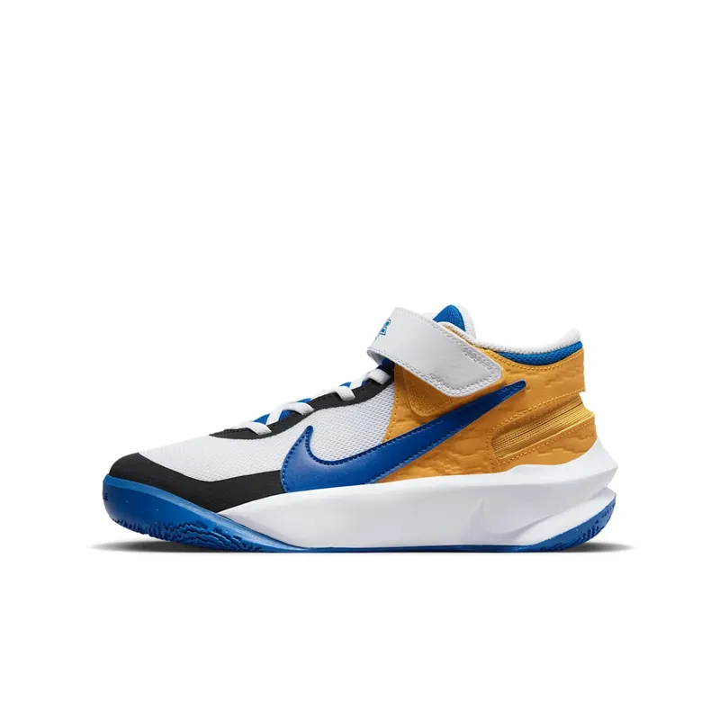 Nike Team Hustle D 10 FlyEase White Yellow Ochre Game Royal (DZ2760-141)