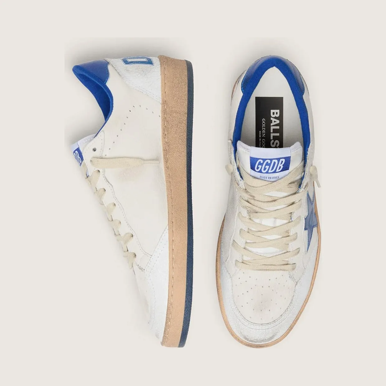 Golden Goose Women’S Ball Star Wishes In White Nappa Leather With Bright Blue Star And Heel Tab (GWF00117.F005822.10793) (3)