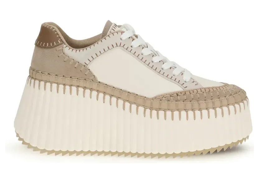 Chloé 80 mm Nama suède sneakers met sleehak – Beige (CHC24U02IBD70F)