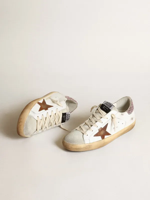 Golden Goose Super-Star With A Tan Star And Pink Glitter Heel Tab (GWF00101.F003396.11237) (2)
