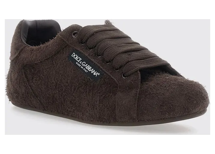Dolce & Gabbana Portofino Soft Sneakers in Suede Calfskin Dark (CS2471A098187754)
