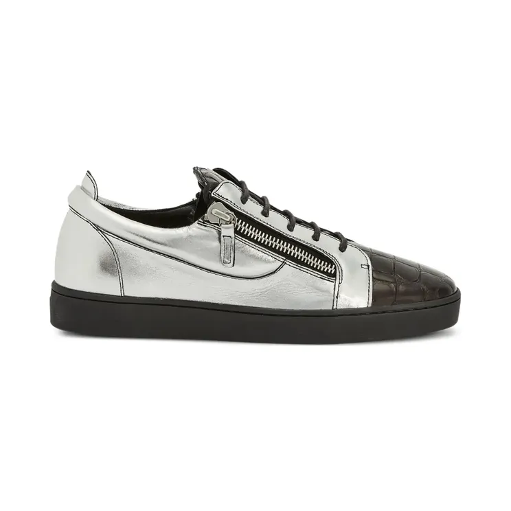 Giuseppe Zanotti Frankie met metallic krokodillen-reliëf “Grey” (RU10071K28)