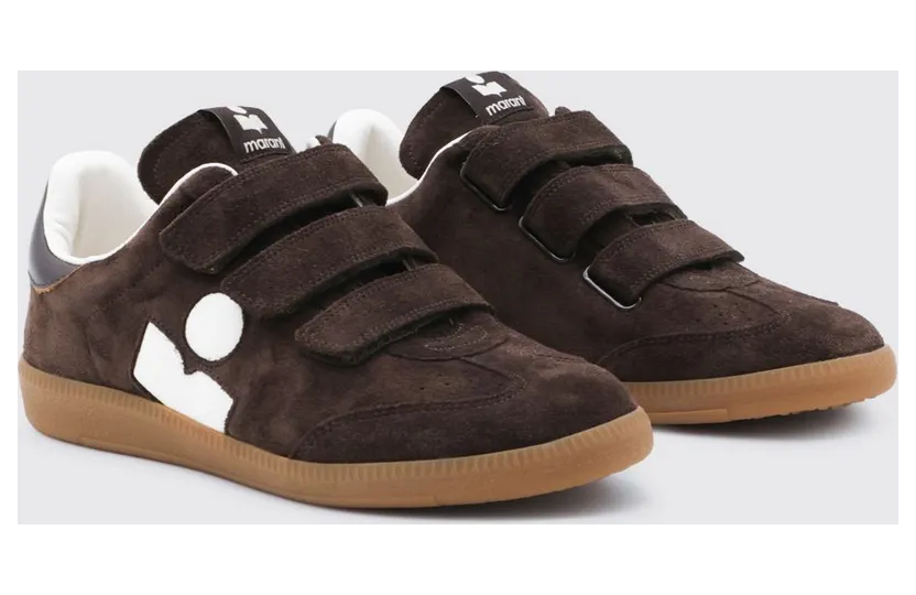 Isabel Marant Beth Suede Low-Top Sneakers with Velcro Strap Closure Cocoa (25PBK0013FAC1E09SCLMW)
