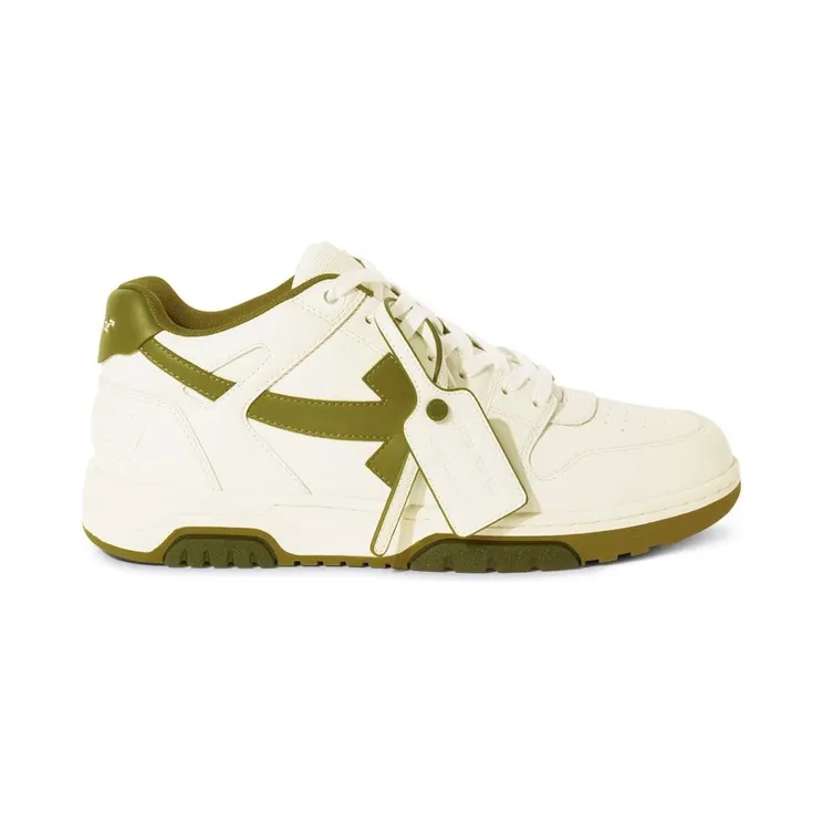 OFF-WHITE Out Of Office “OOO” Low Tops White Olive Green (OMIA189S25LEA0010154)