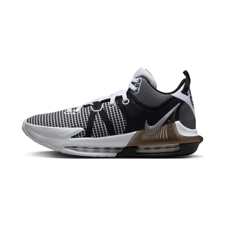 Nike LeBron Witness VII “White / Black / Metallic Silver” (DM1123-100)